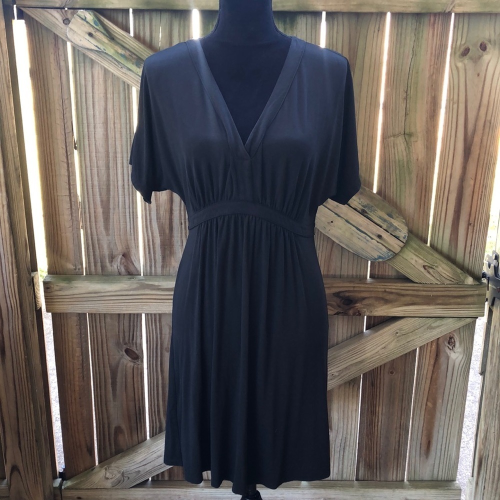 J. Jill Wearever Collection Black V-Neck Dolman Short Sleeve Dress XS